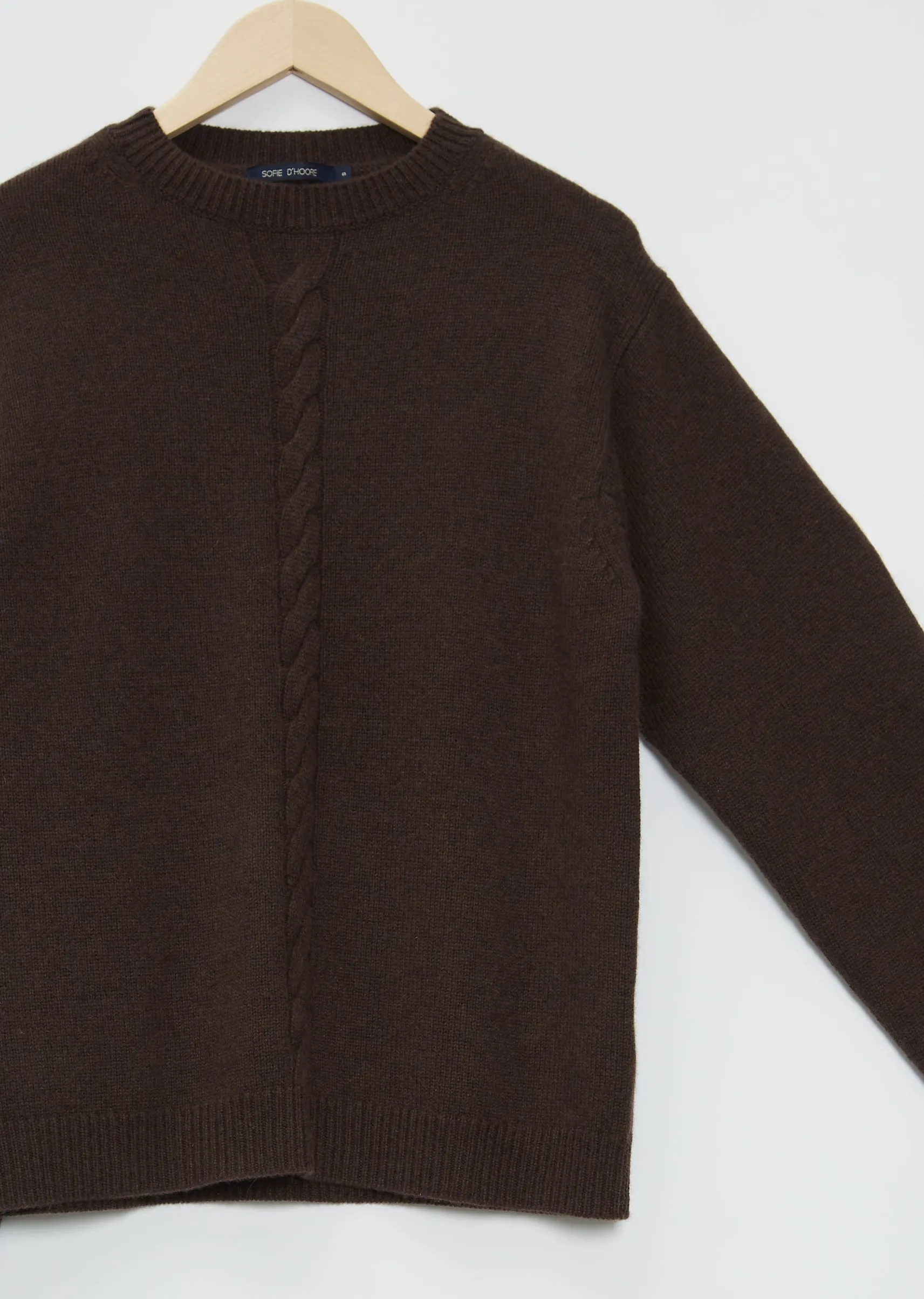 Mood Front Cable Cashmere Sweater — Chocolate