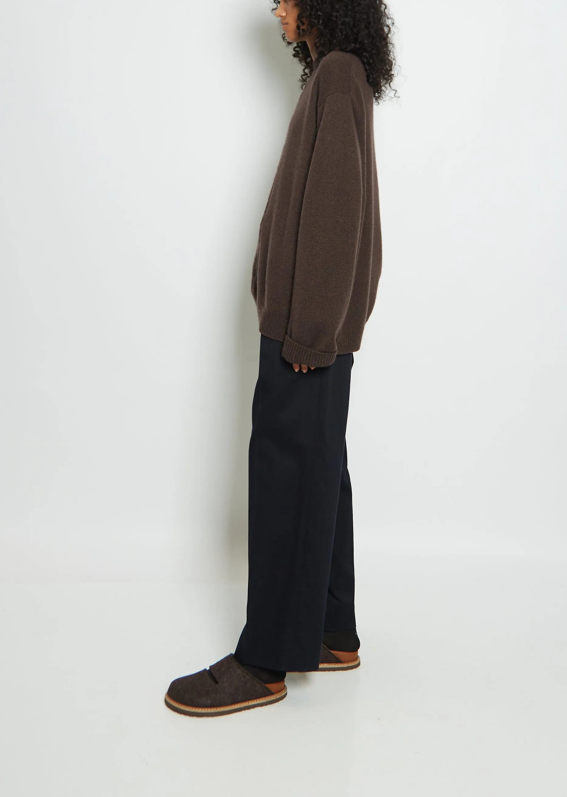 Mood Front Cable Cashmere Sweater — Chocolate