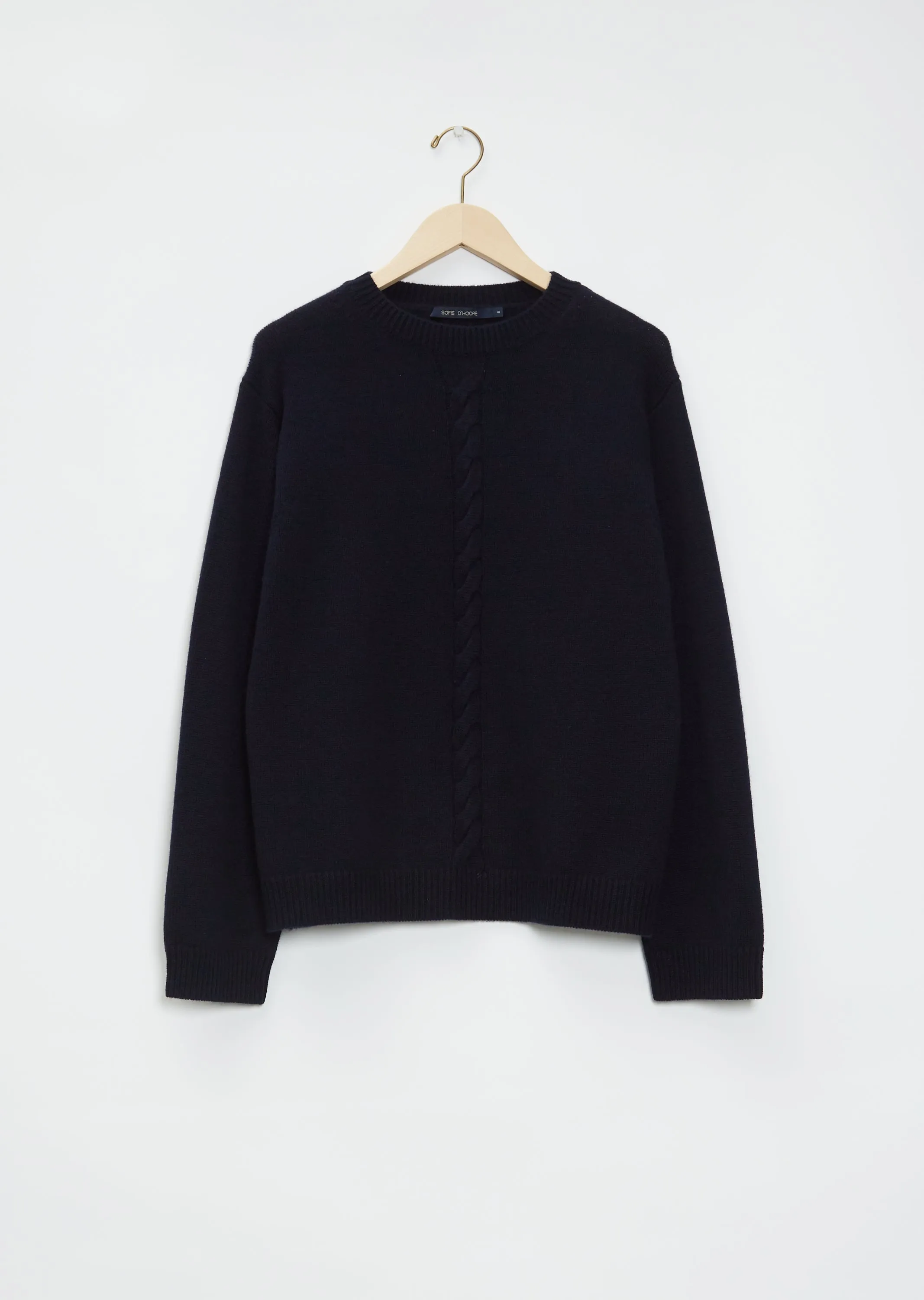 Mood Front Cable Cashmere Sweater — Dark Navy