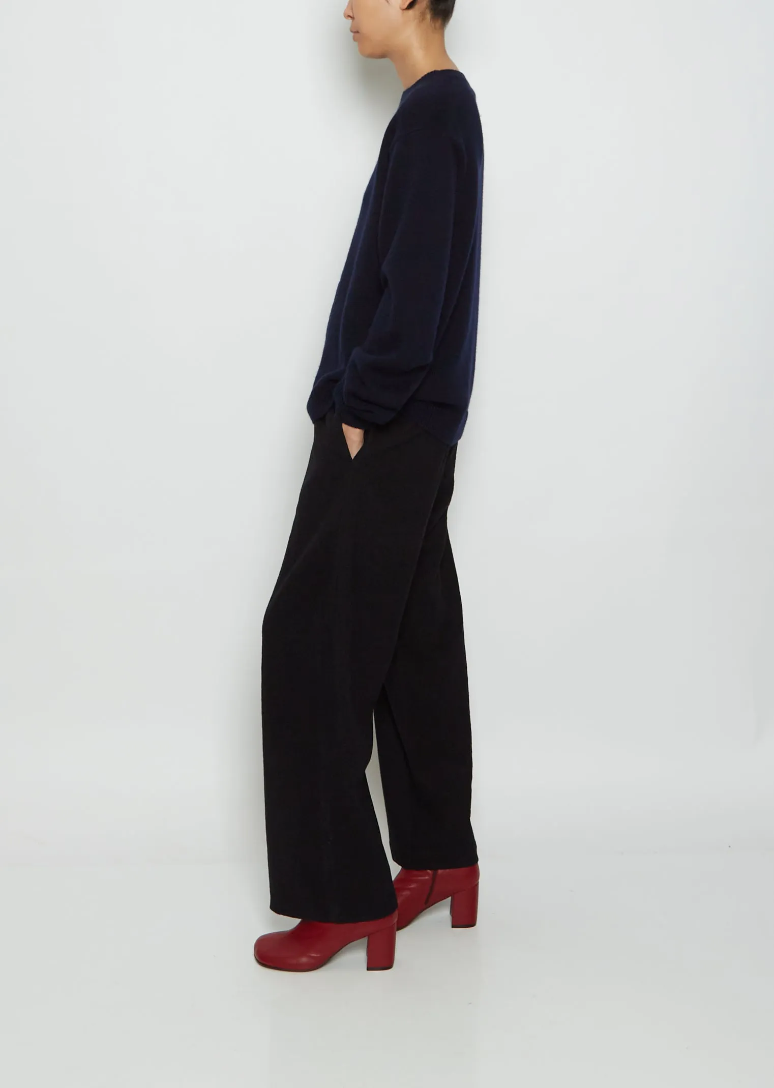 Mood Front Cable Cashmere Sweater — Dark Navy