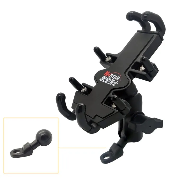 N-STAR NJN001 Motorcycle Bicycle Compatible Mobile Phone Bracket Aluminum Accessories Riding Equipment(With Crooked Ball Head)