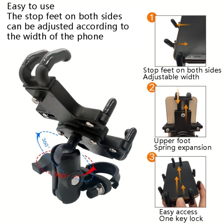 N-STAR NJN001 Motorcycle Bicycle Compatible Mobile Phone Bracket Aluminum Accessories Riding Equipment(With Crooked Ball Head)