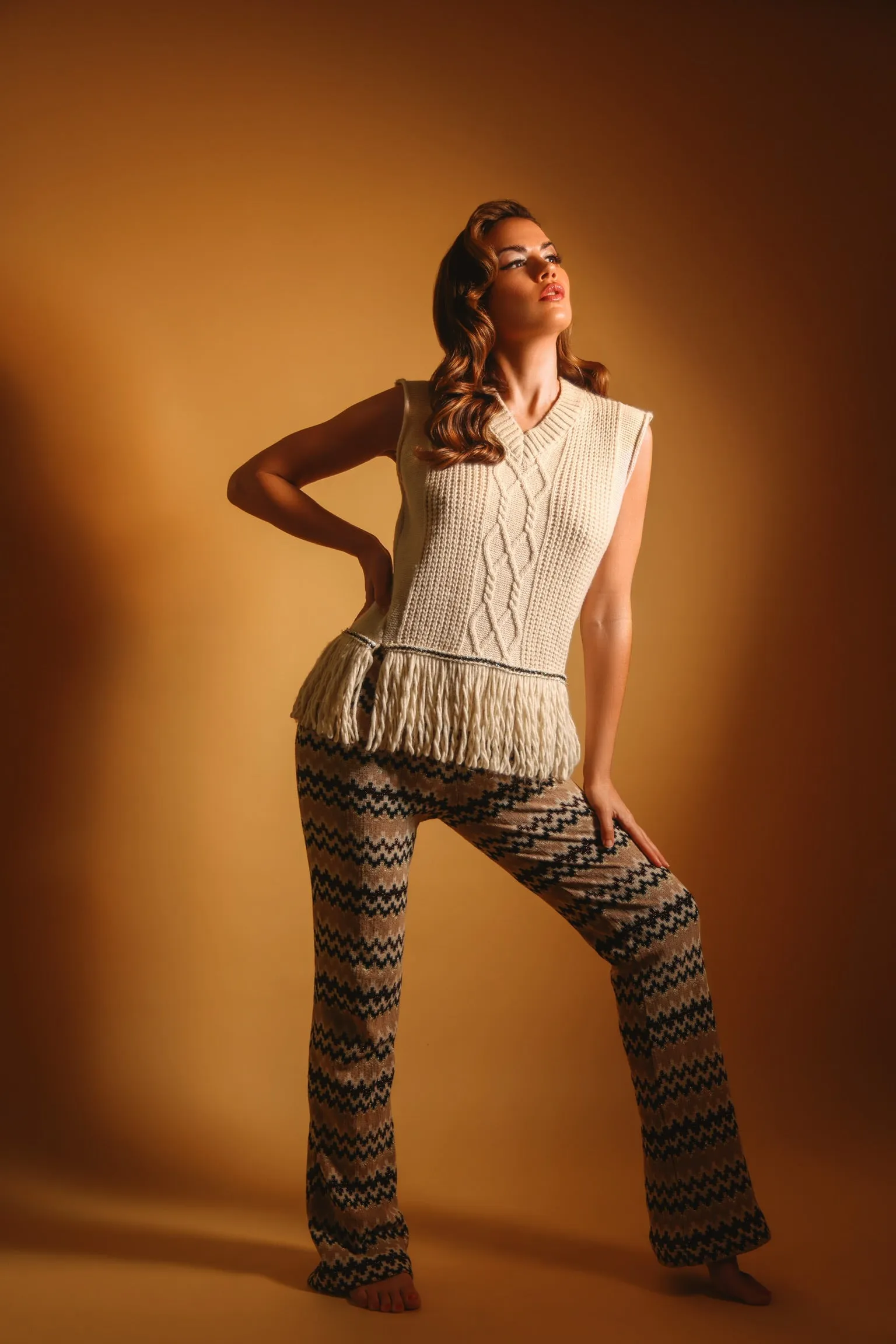 Naturale Chevron Knit Trousers