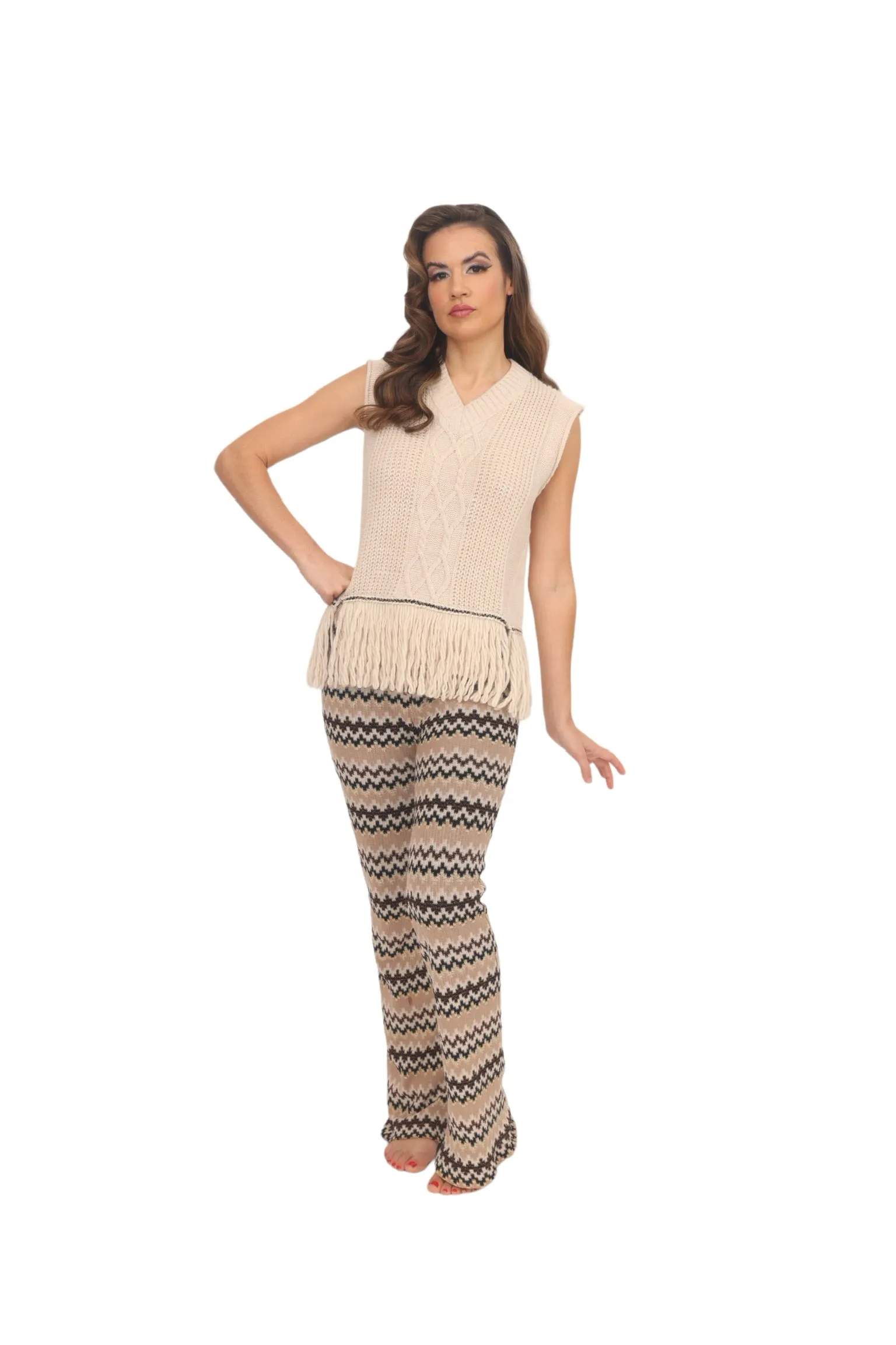 Naturale Chevron Knit Trousers