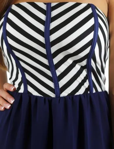 Navy Maxi Dress With Striped Top