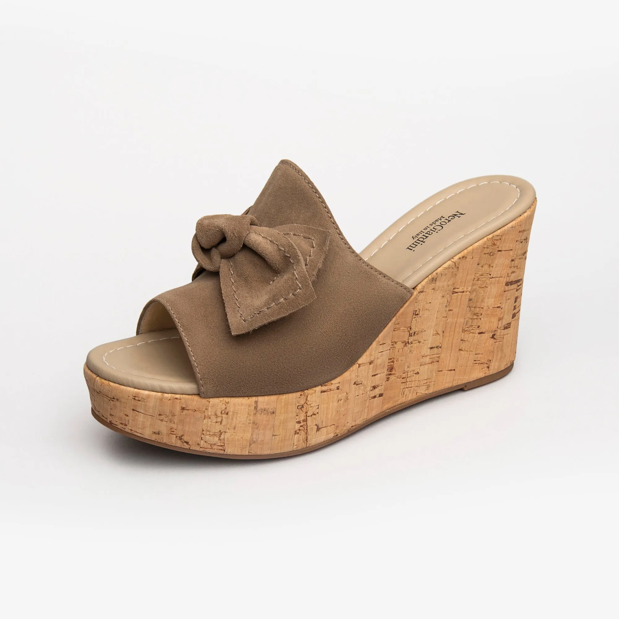 NeroGiardini Tan Suede Wedge Sandals