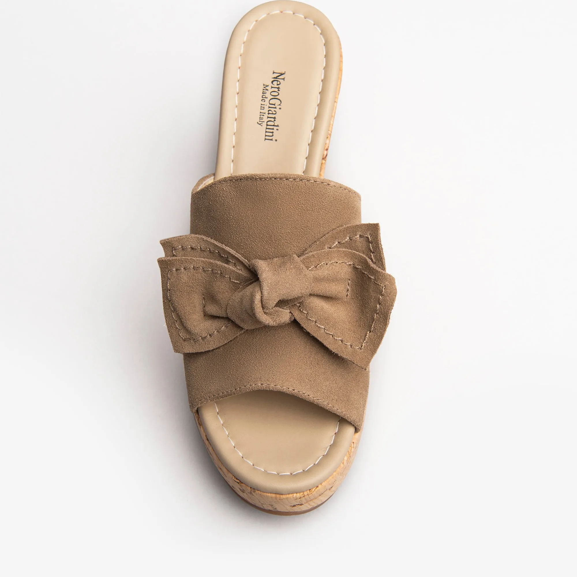 NeroGiardini Tan Suede Wedge Sandals