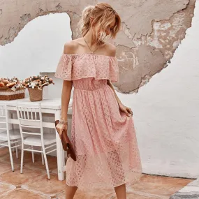 Off-Shoulder Dress Hollow Sexy Temperament Dress