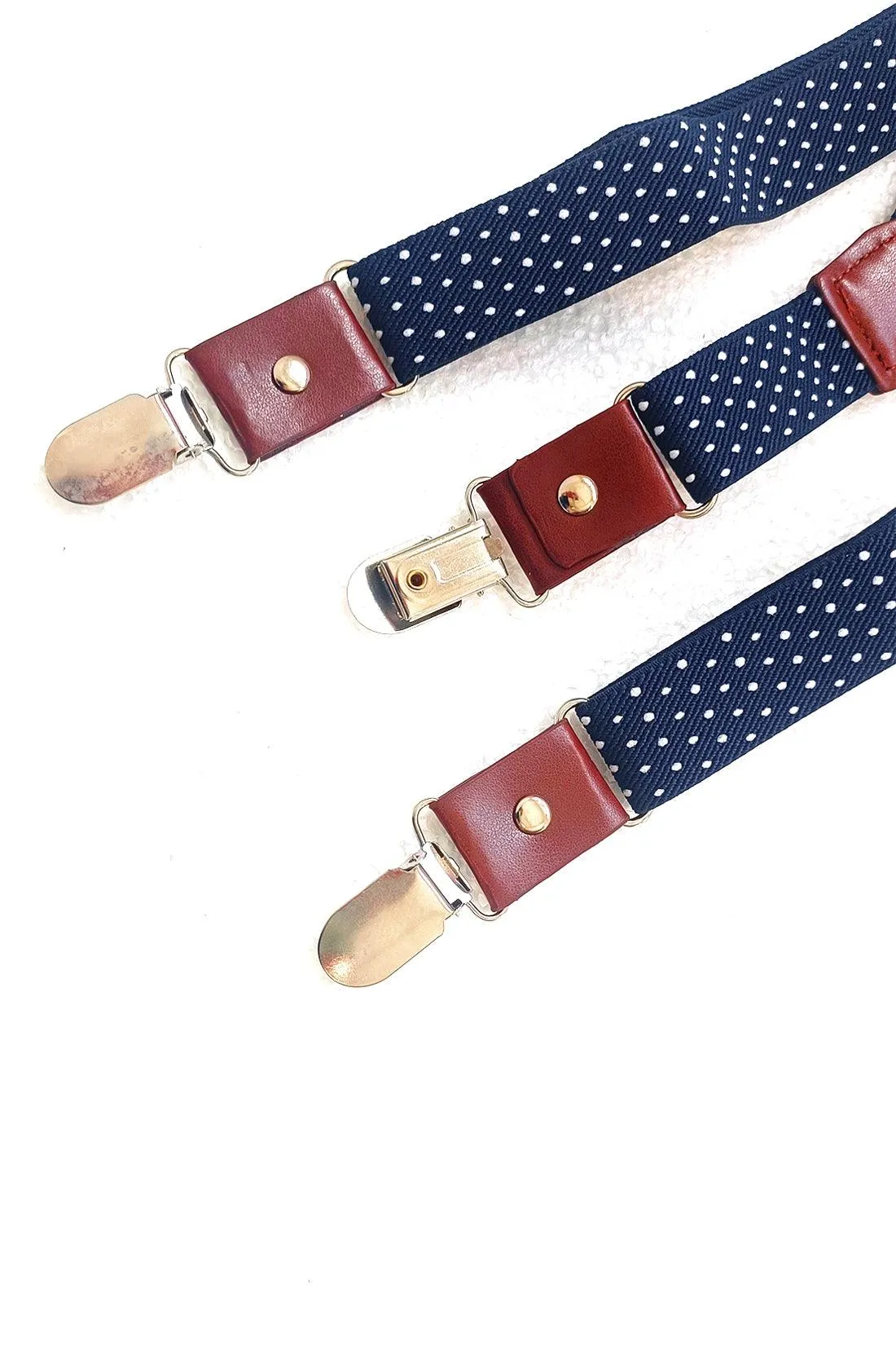 One Friday Navy Blue Polka Dot Print Suspender