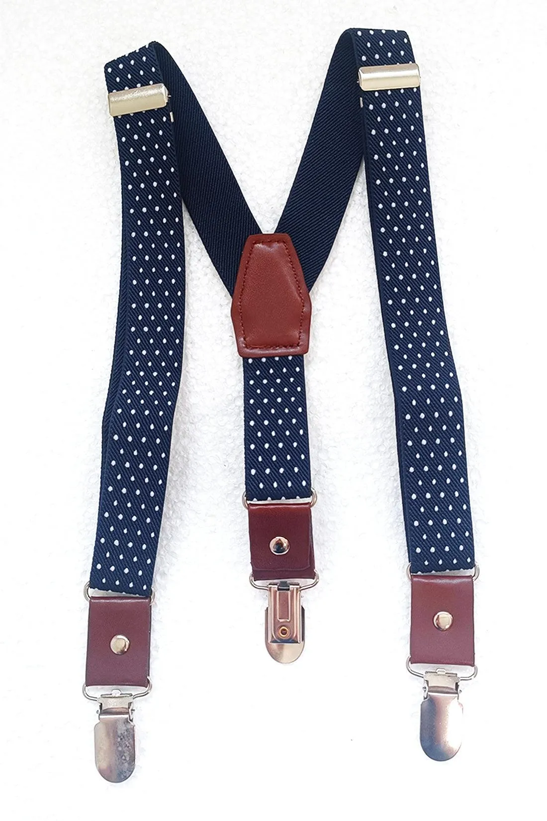 One Friday Navy Blue Polka Dot Print Suspender