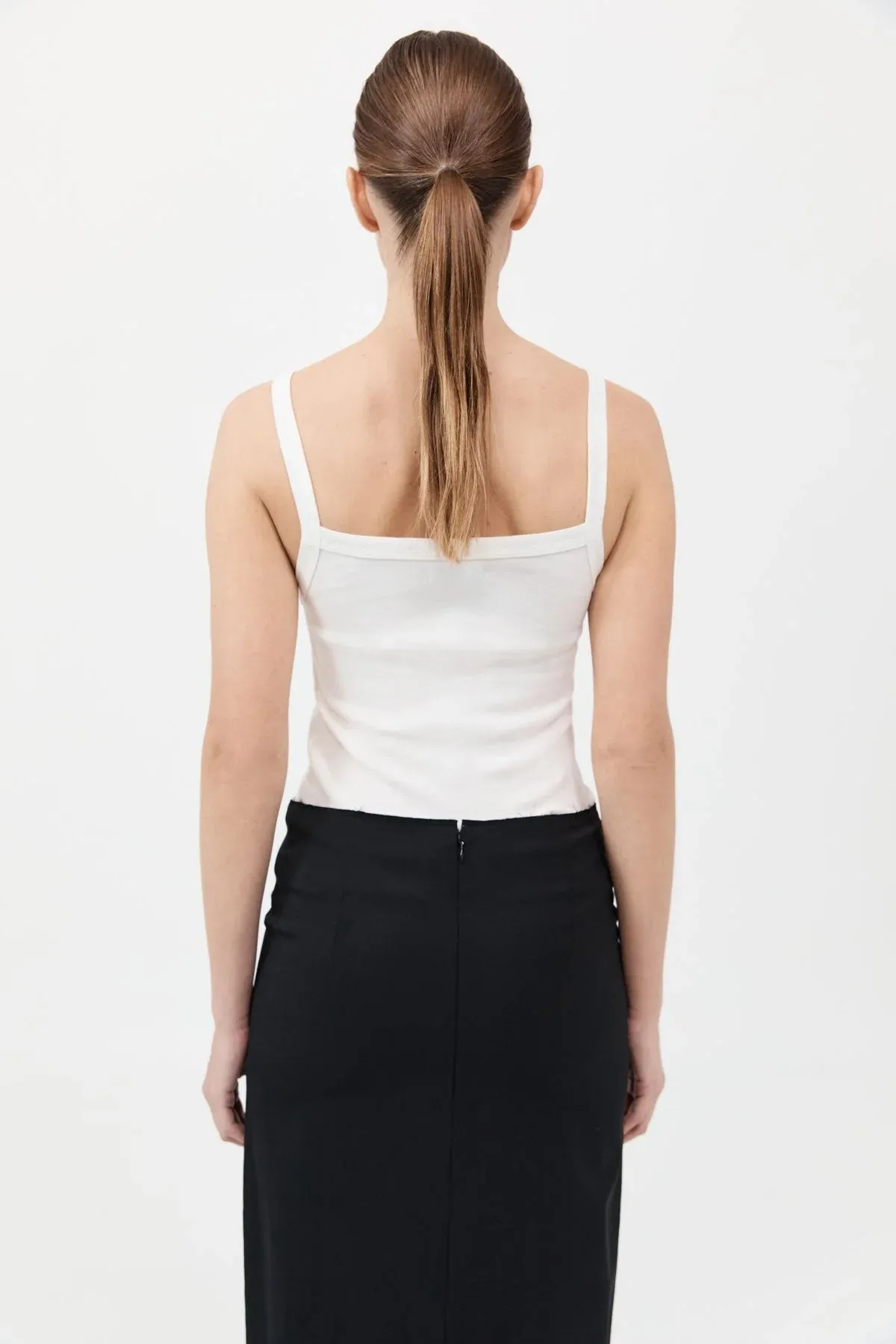 ORGANIC COTTON SQUARE NECK TANK - WHITE