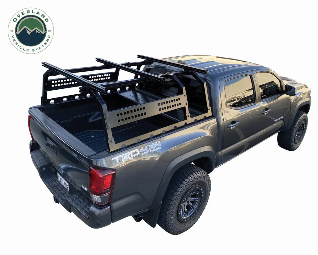 Overland Vehicle Systems Discovery Rack with Side Cargo Plates, w/ Front Cargo Tray System Kit Mid Size Truck Short Bed Application