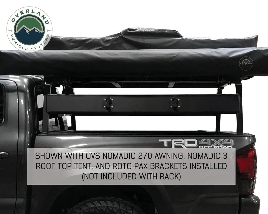 Overland Vehicle Systems Discovery Rack with Side Cargo Plates, w/ Front Cargo Tray System Kit Mid Size Truck Short Bed Application