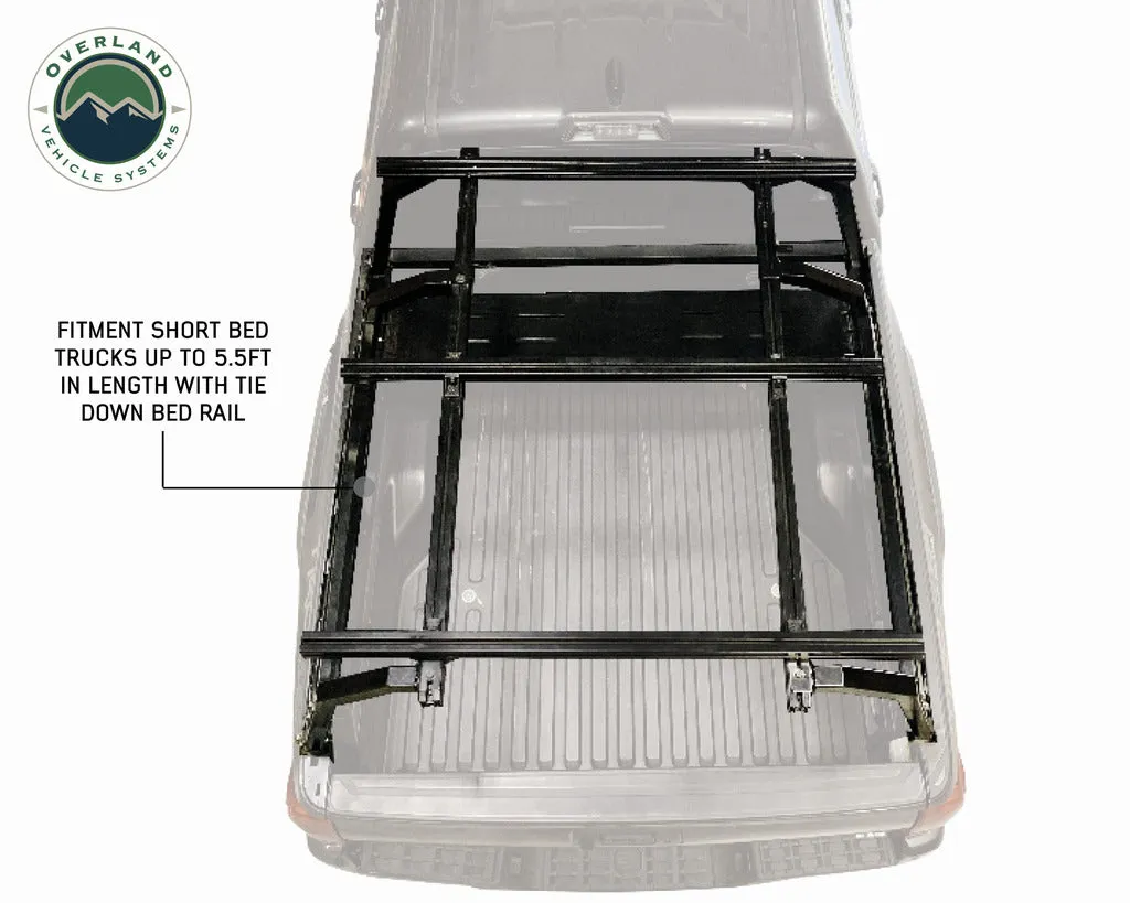 Overland Vehicle Systems Discovery Rack with Side Cargo Plates, w/ Front Cargo Tray System Kit Mid Size Truck Short Bed Application