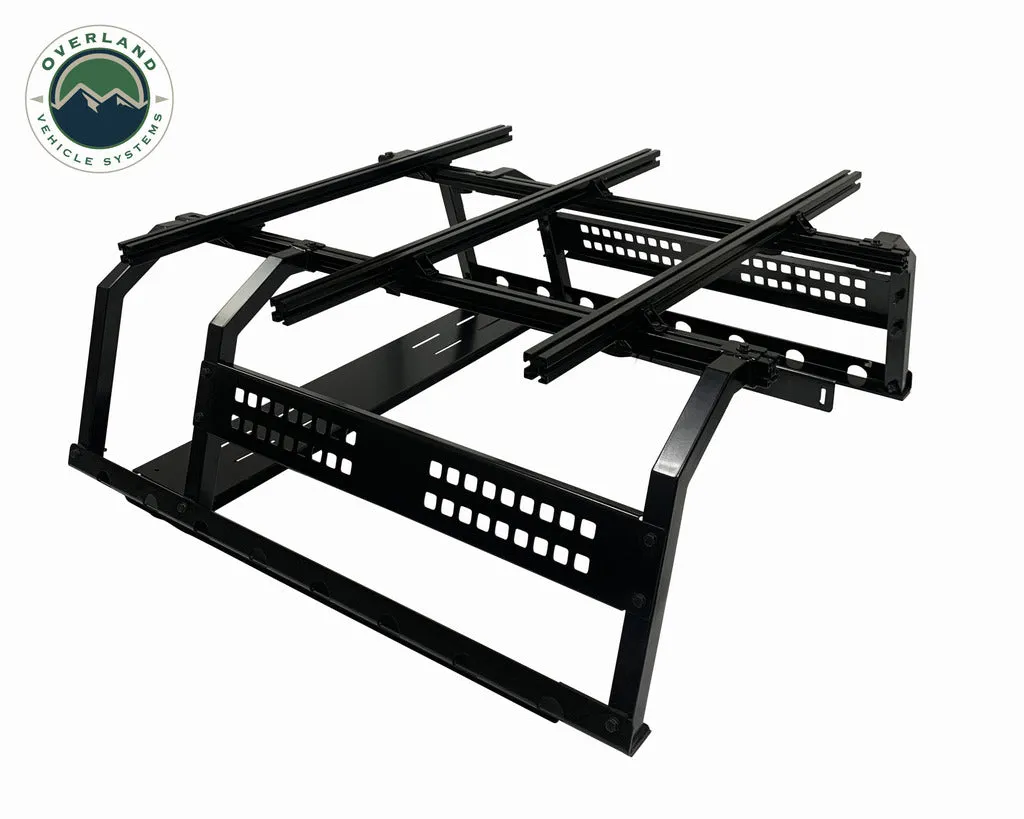 Overland Vehicle Systems Discovery Rack with Side Cargo Plates, w/ Front Cargo Tray System Kit Mid Size Truck Short Bed Application