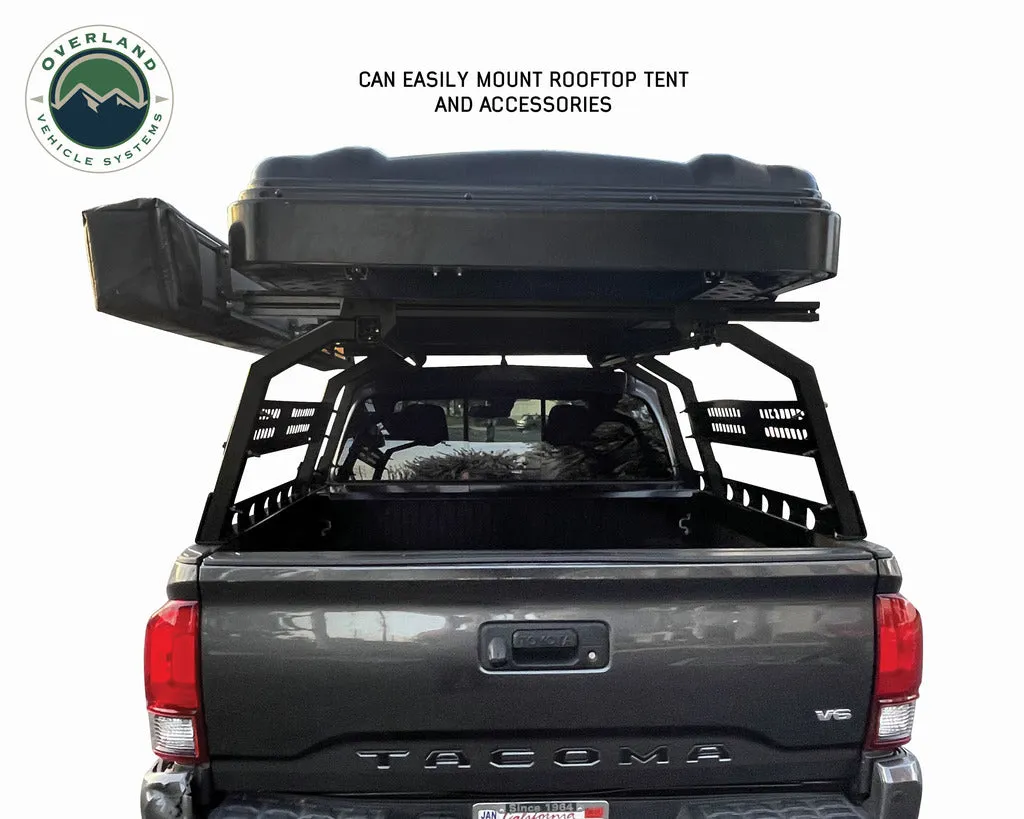 Overland Vehicle Systems Discovery Rack with Side Cargo Plates, w/ Front Cargo Tray System Kit Mid Size Truck Short Bed Application