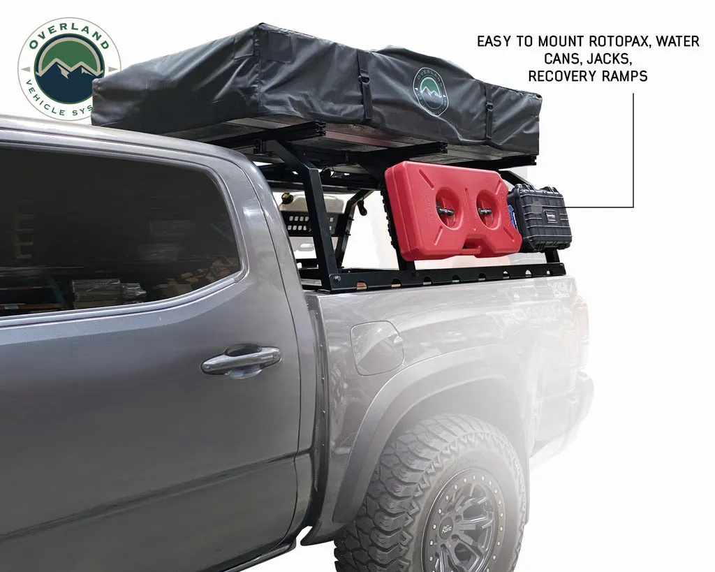 Overland Vehicle Systems Discovery Rack with Side Cargo Plates, w/ Front Cargo Tray System Kit Mid Size Truck Short Bed Application