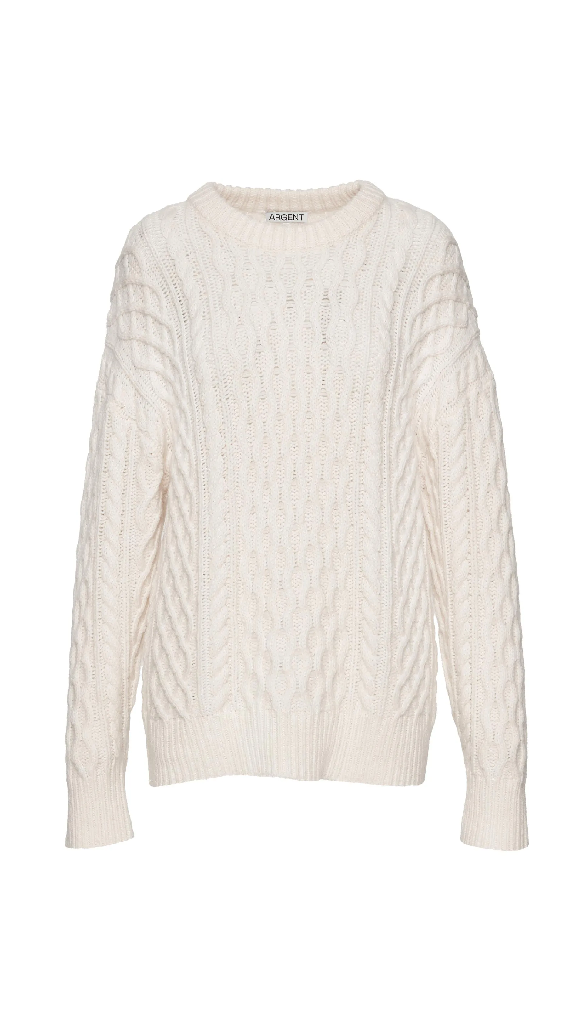 Oversized Cable Sweater in Wool Nylon | Cream