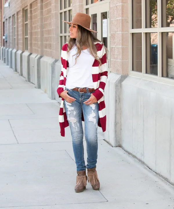 Oversized Striped Cardigan