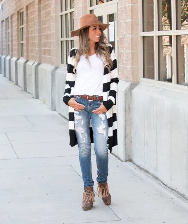 Oversized Striped Cardigan