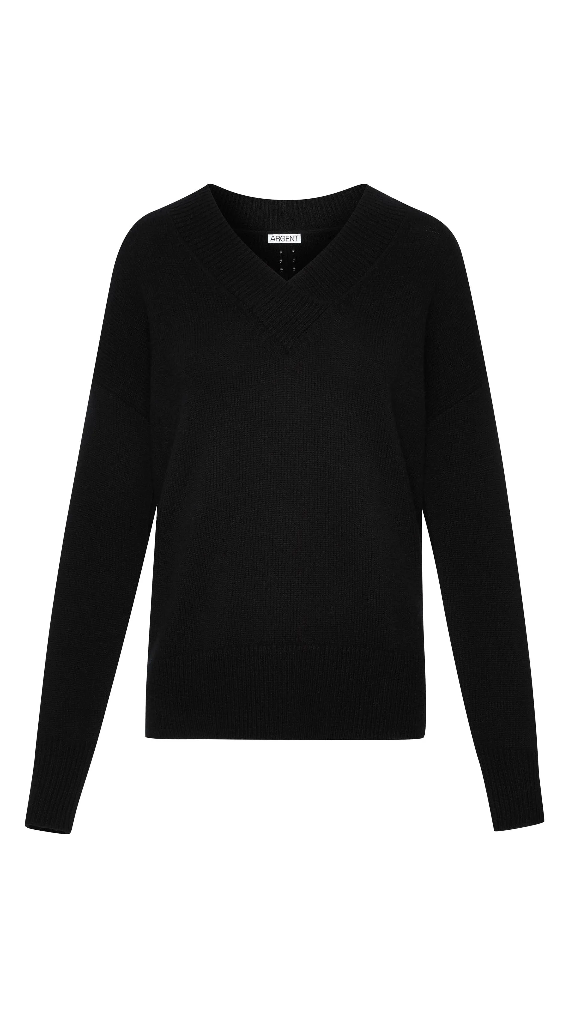 Oversized V-Neck Sweater in Merino Wool | Black