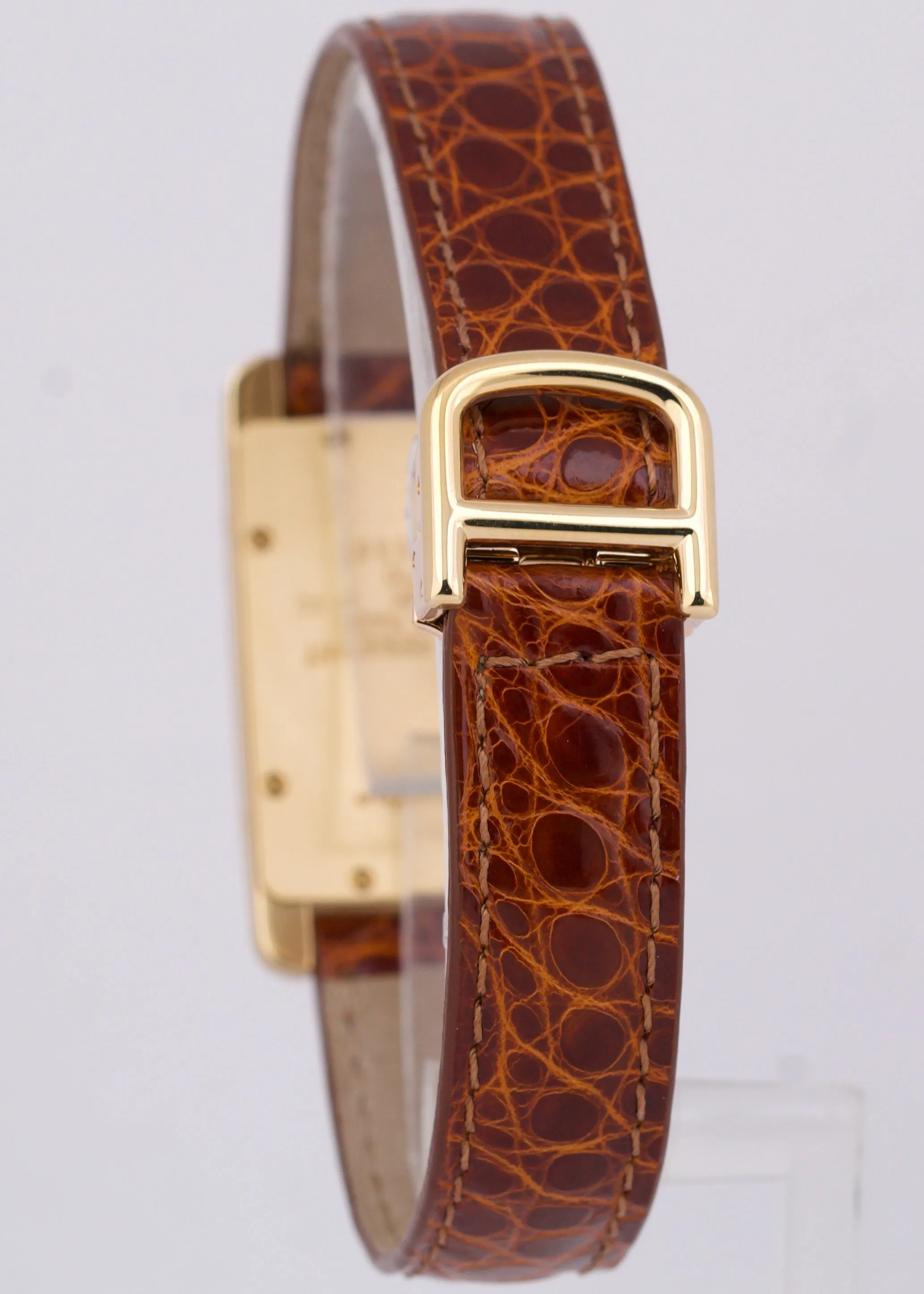 PAPERS Cartier Tank Americaine 18k Gold 18x28mm Ivory Quartz Leather 1710 BOX