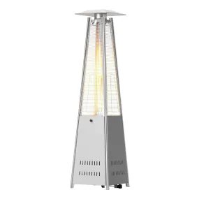 Patio Pyramid Standing 42000 BTU Propane Heater with Wheels, Stainless Steel Burner & Reflector, Silver