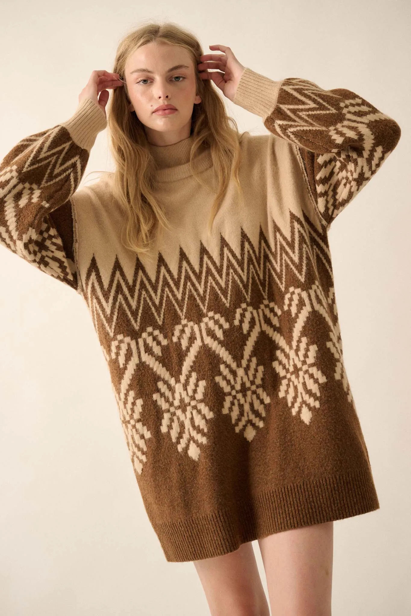 Peak Perfection Alpine Knit Mini Sweater Dress