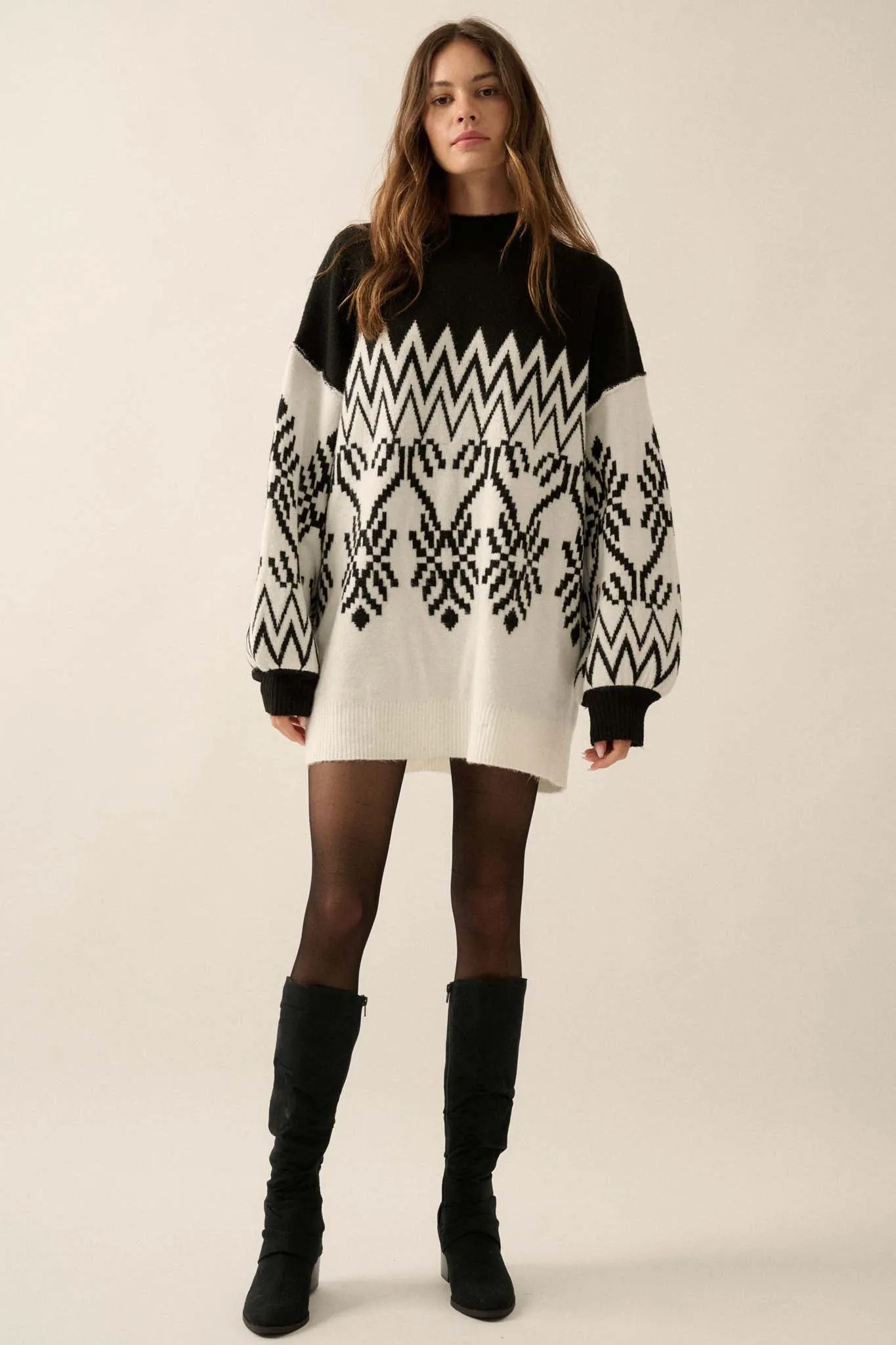 Peak Perfection Alpine Knit Mini Sweater Dress