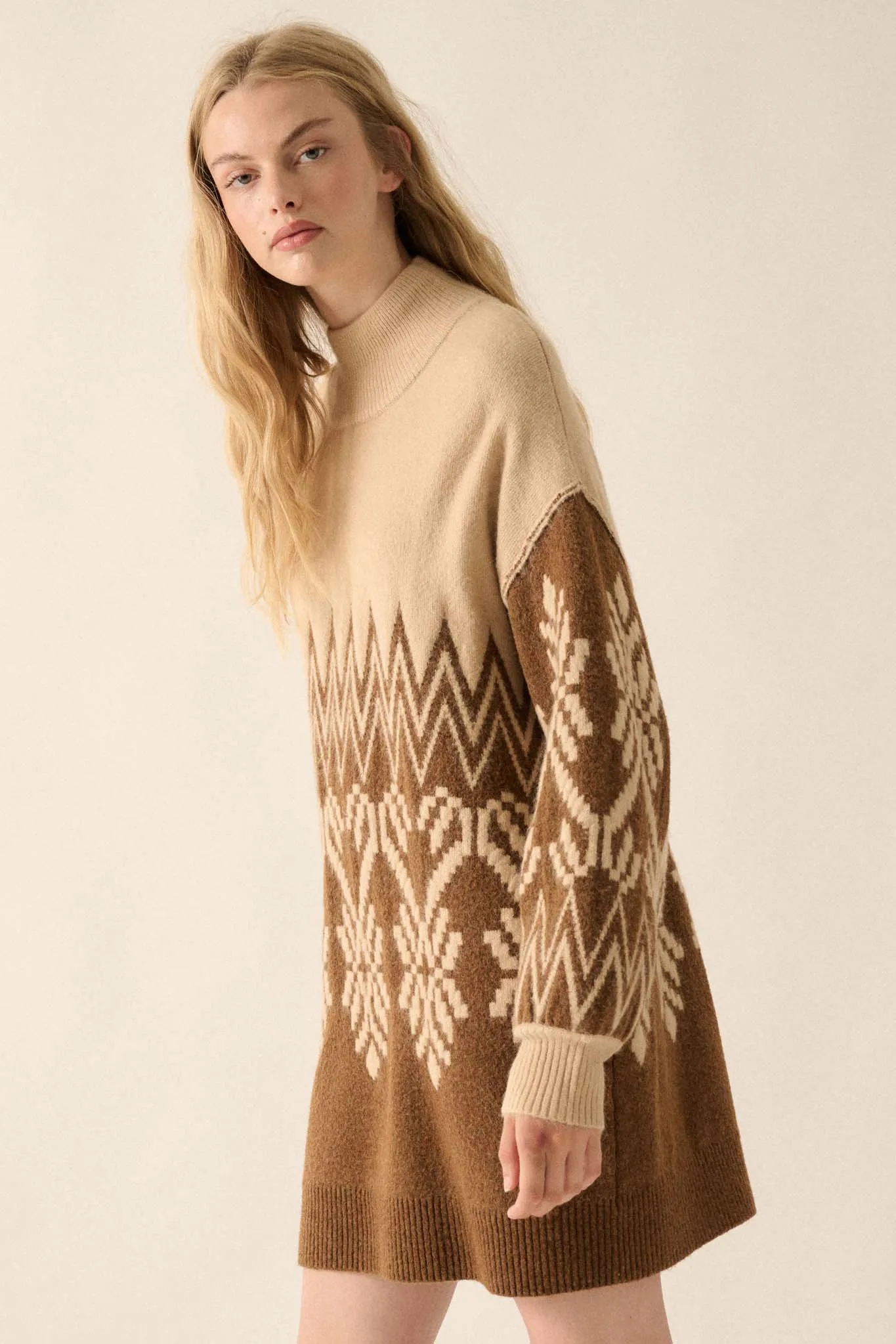 Peak Perfection Alpine Knit Mini Sweater Dress