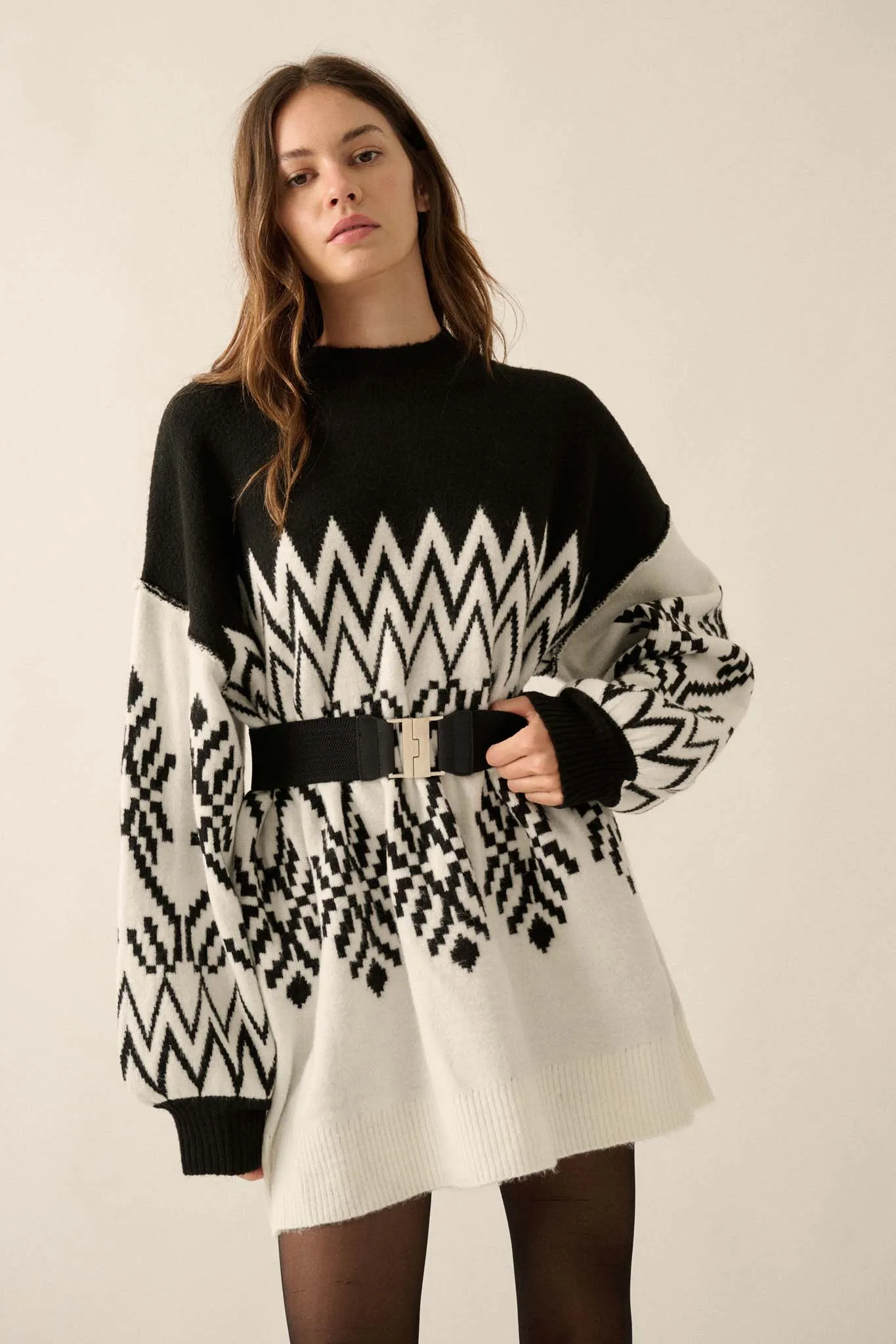 Peak Perfection Alpine Knit Mini Sweater Dress