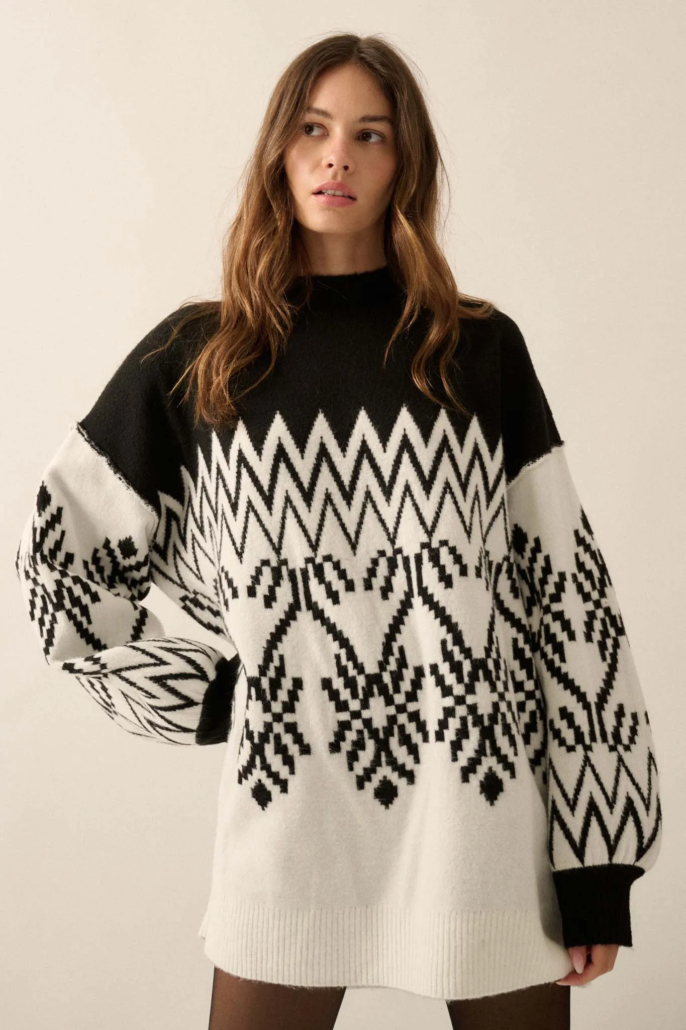 Peak Perfection Alpine Knit Mini Sweater Dress