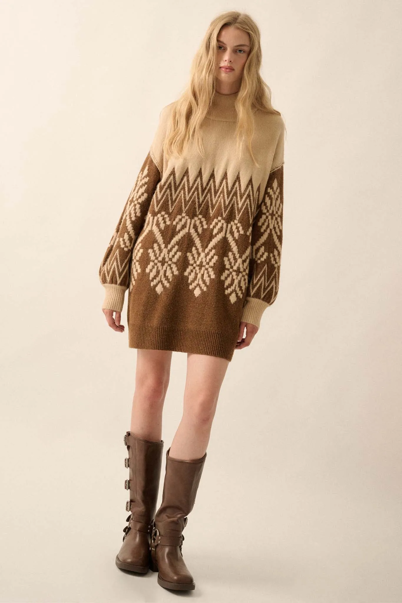 Peak Perfection Alpine Knit Mini Sweater Dress