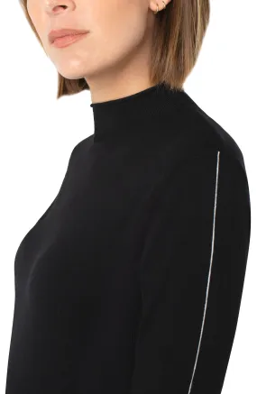 PETITE MOCK NECK ROLLED HEM LONG SLEEVE SWEATER