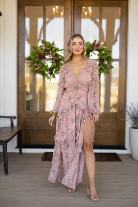 Pia Long Sleeve Maxi Dress in Adrift