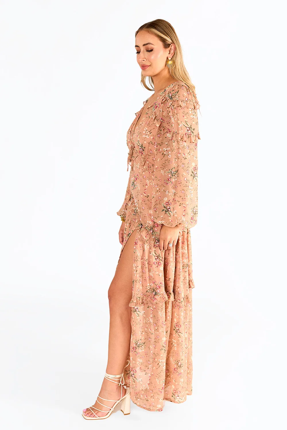 Pia Long Sleeve Maxi Dress in Adrift