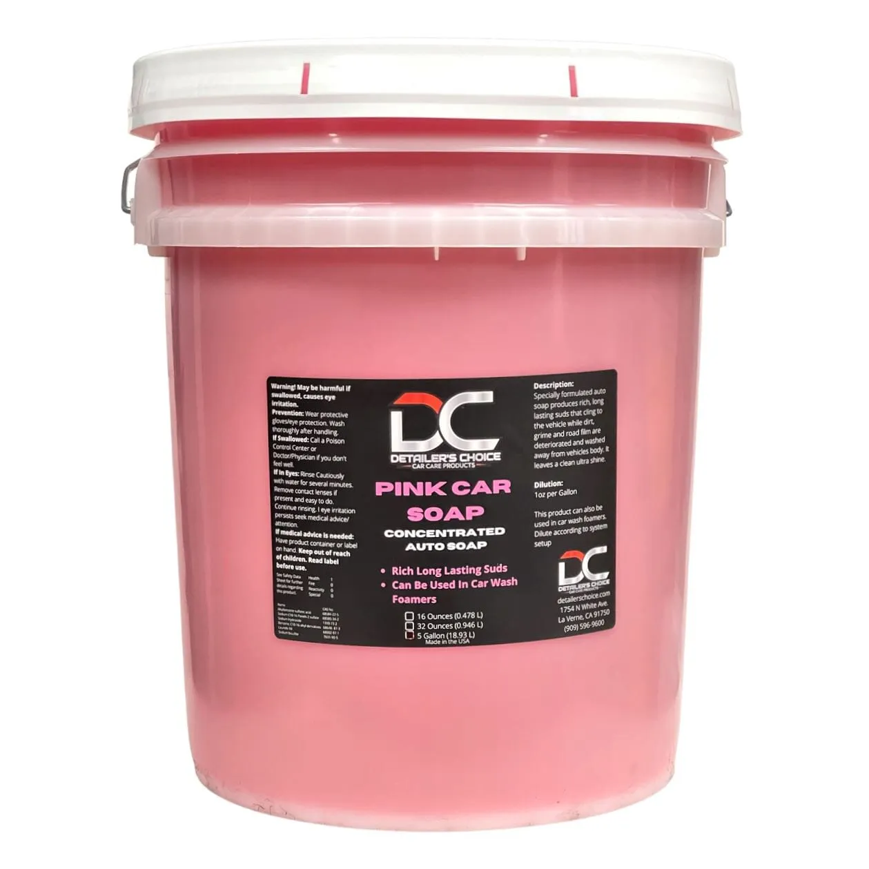 Pink Car Soap - pH-Balanced, Additive-Free Car Wash Soap 5 Gallon