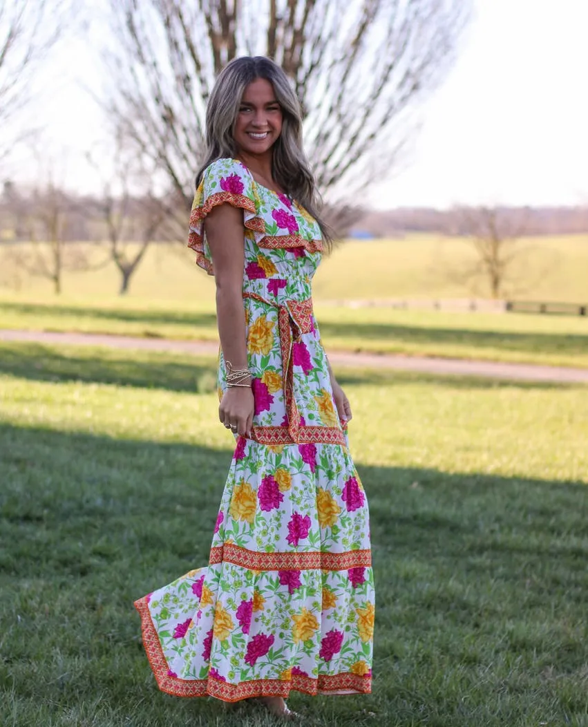 Pink Petal Tiered Off the Shoulder Maxi Dress