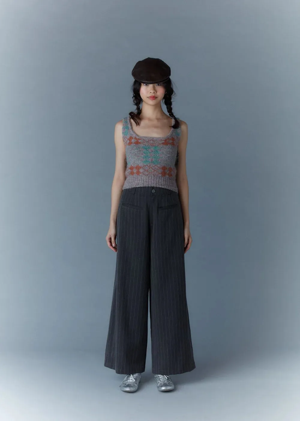 Pinstripe wide leg trousers