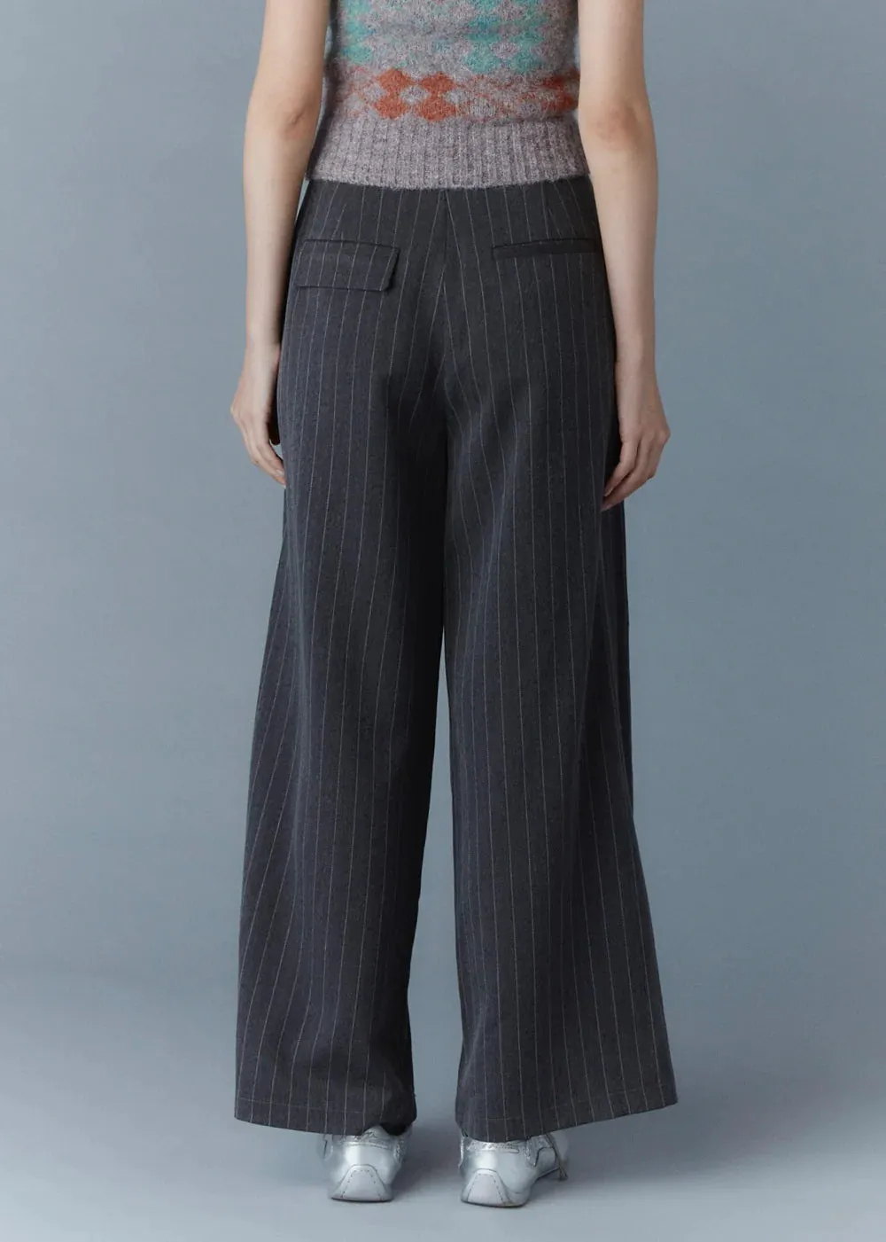 Pinstripe wide leg trousers