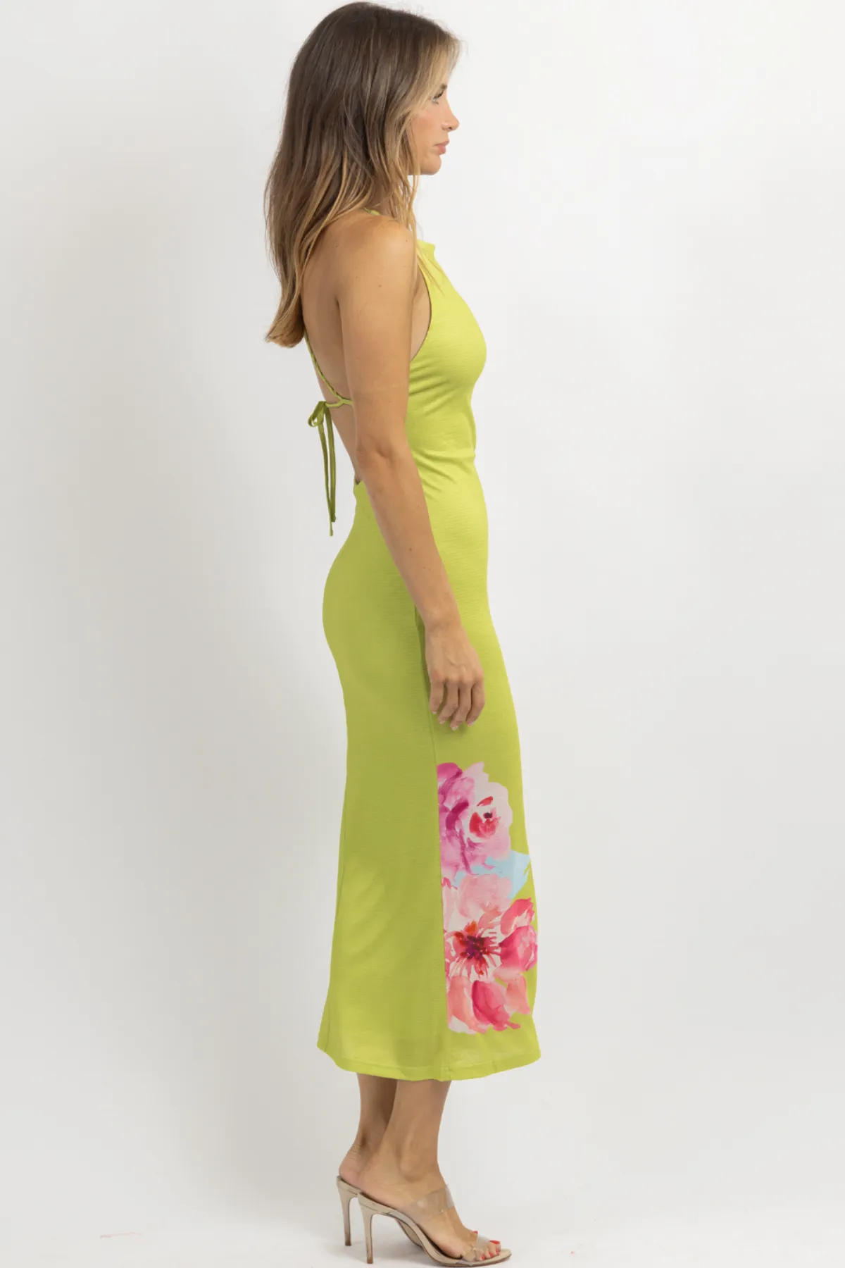 PISTACHIO FLORAL MAXI DRESS