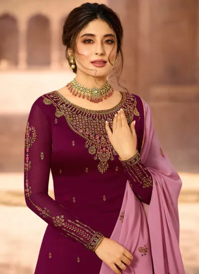 Plum And Pink Designer Lehenga/Pant Suit