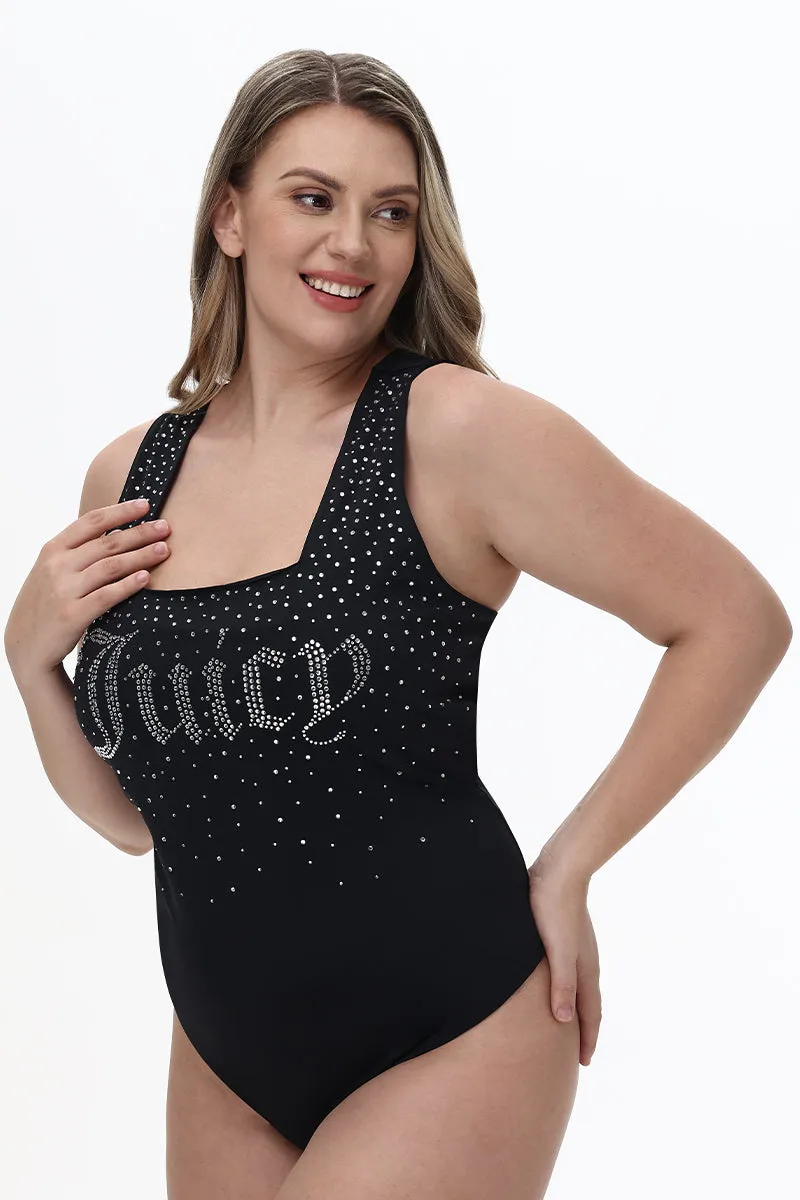 Plus-Size Big Bling Scoop Neck Tank Bodysuit