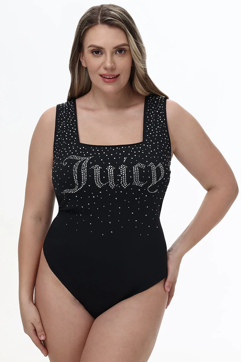 Plus-Size Big Bling Scoop Neck Tank Bodysuit