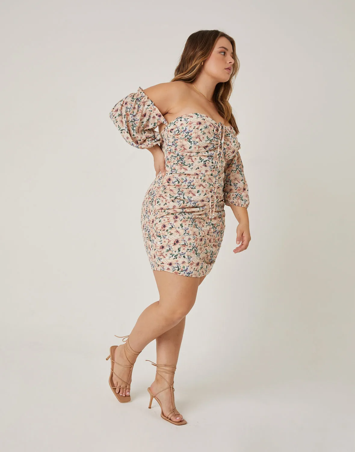 Plus Size Floral Off The Shoulder Dress