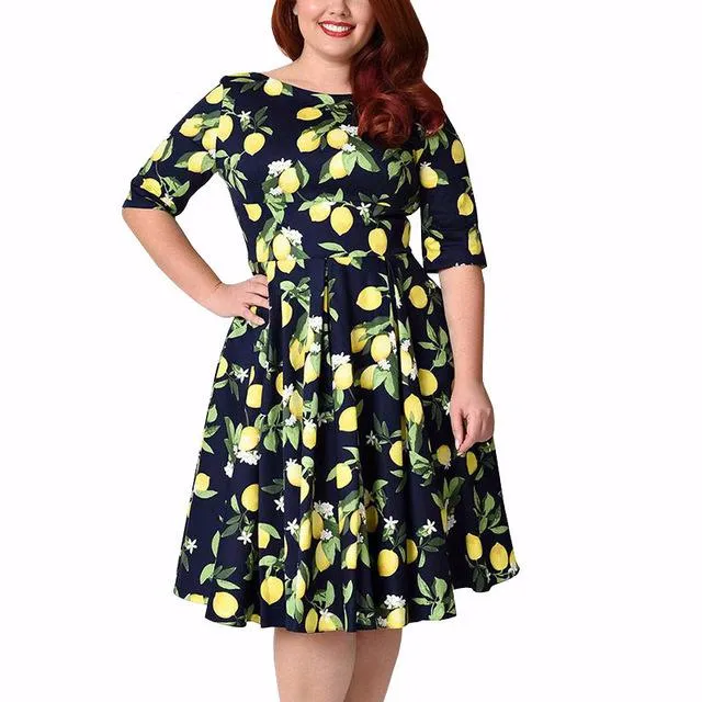 Plus Size Printed Tunic Big Swing Dress