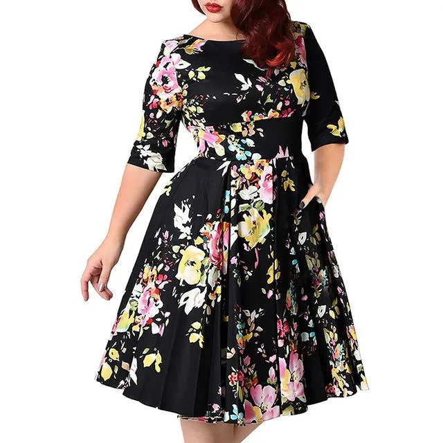 Plus Size Printed Tunic Big Swing Dress