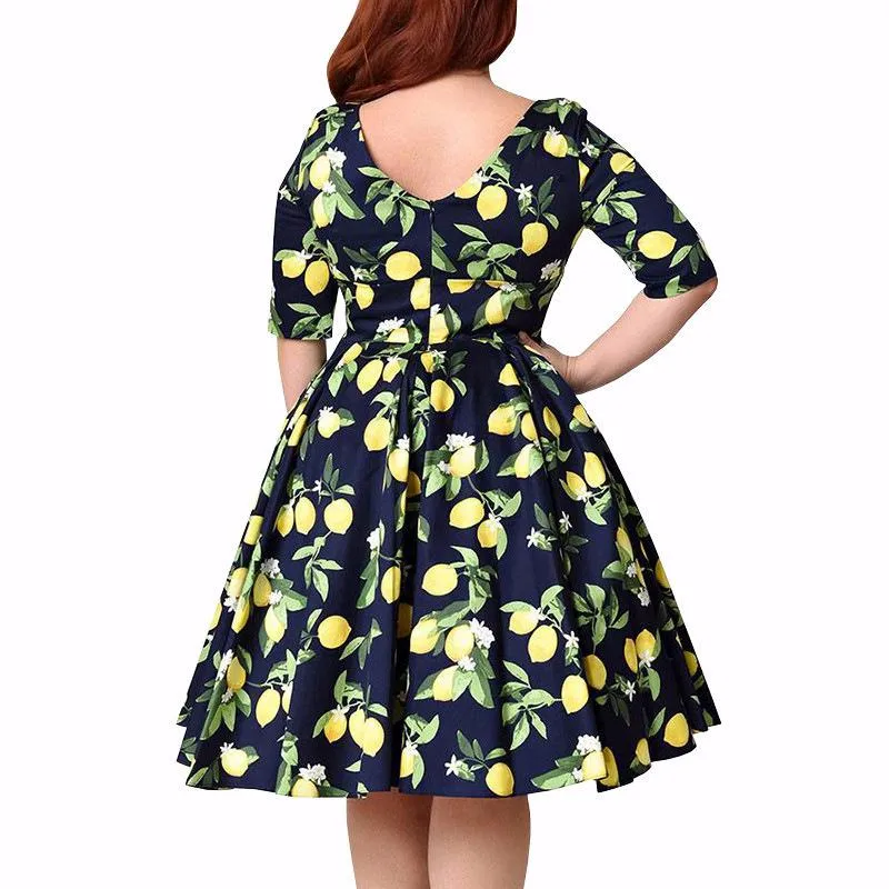 Plus Size Printed Tunic Big Swing Dress