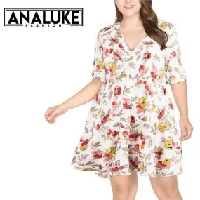 Plus Size Sexy Flower Short Dress