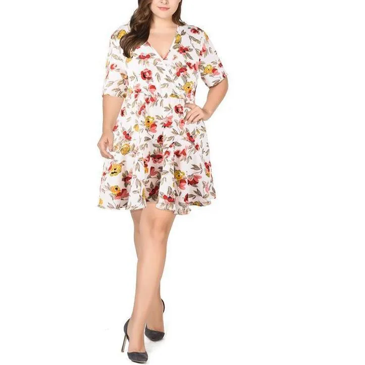 Plus Size Sexy Flower Short Dress